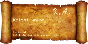 Koltai Andor névjegykártya